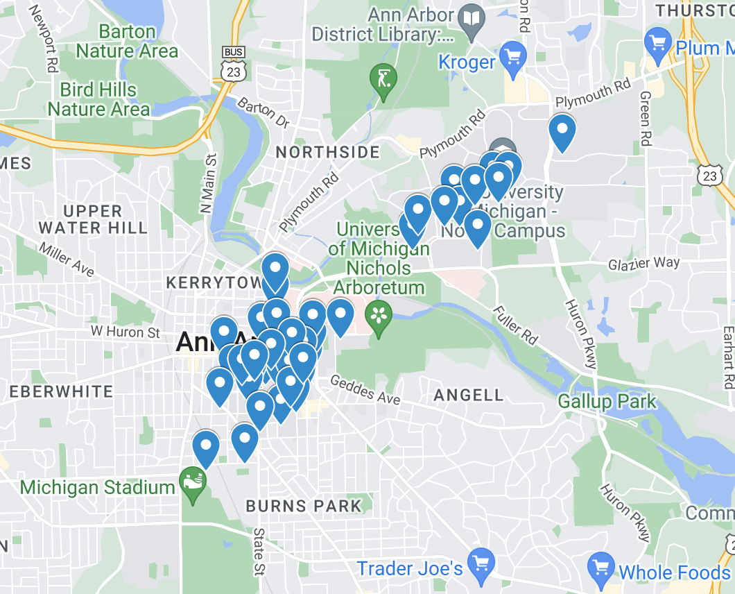 map of lactation spaces on campus