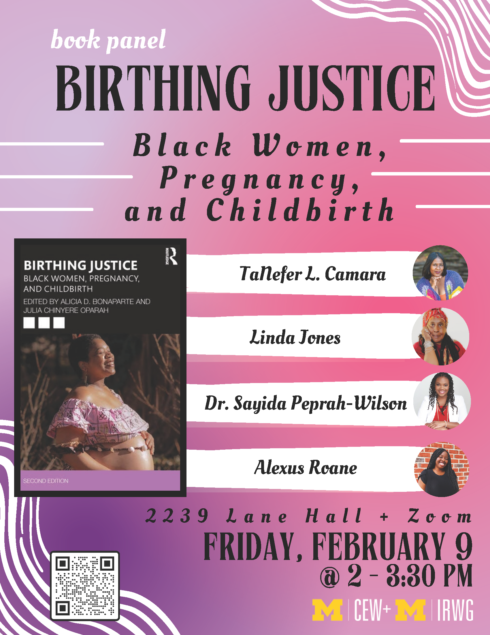 birthing justice flyer and book cover